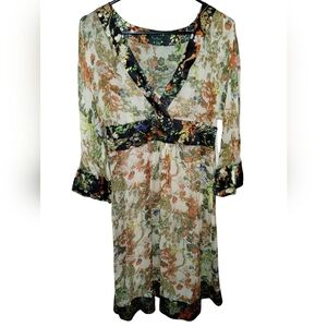 eci embroidered shift dress ECI New York Tan Linen Shift Dress, size